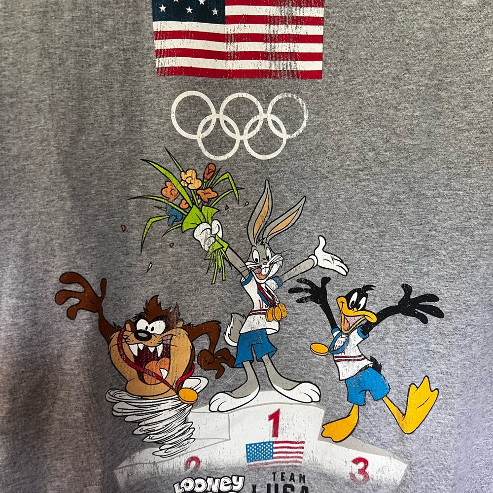 Warner Bros. Looney‎ Tunes Team USA T-Shirt Men's Medium Gray EUC - Picture 4 of 4